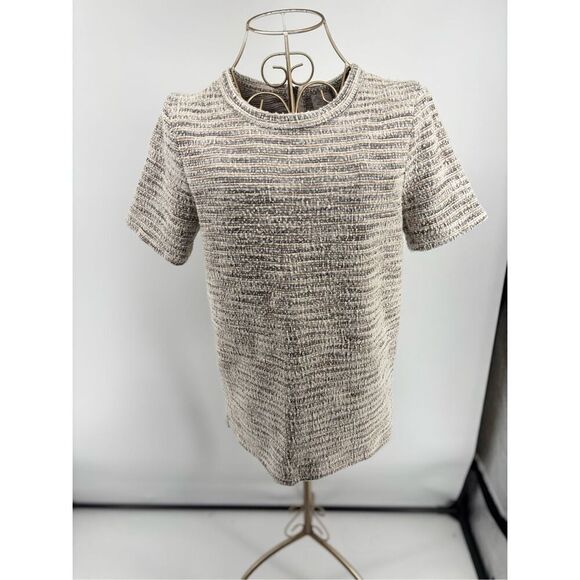Anthropologie Tweed Striped Metallic Short Sleeve Top Women’s Size  Small - Picture 7 of 10